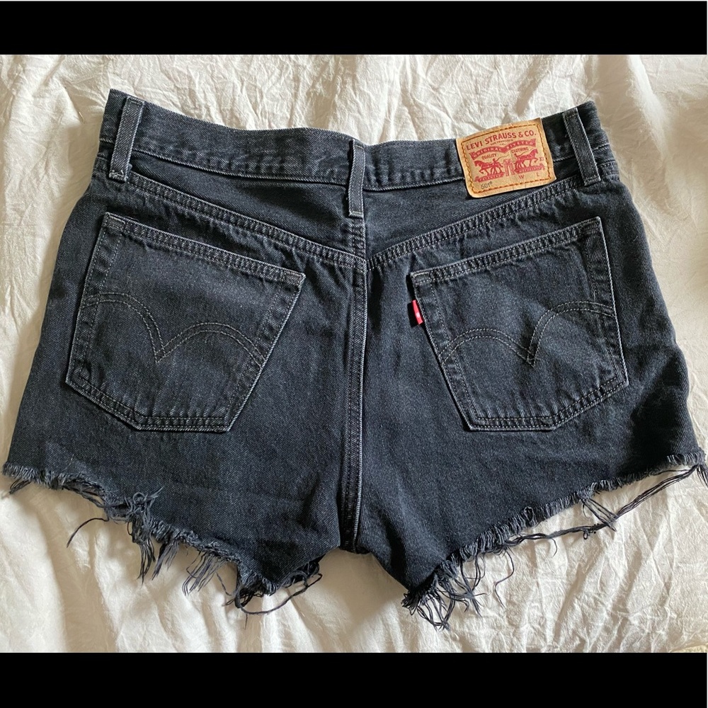 Levis vintage 501 distressed black cutoff shorts